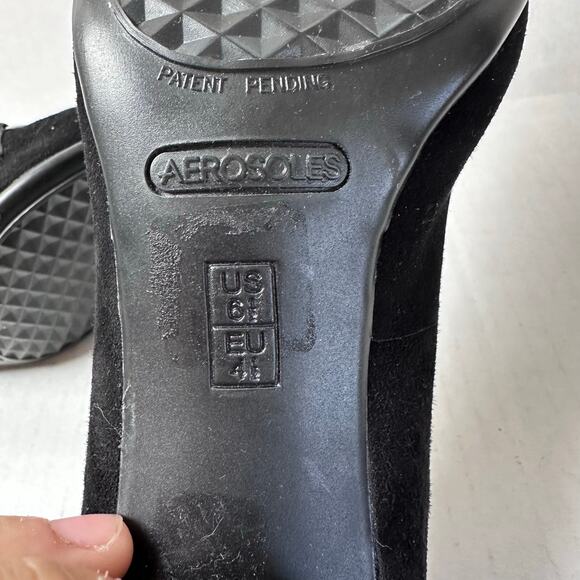 Womans Aerosoles heelrest rockstar black suede silver chain heels size 6.5 - Picture 6 of 6